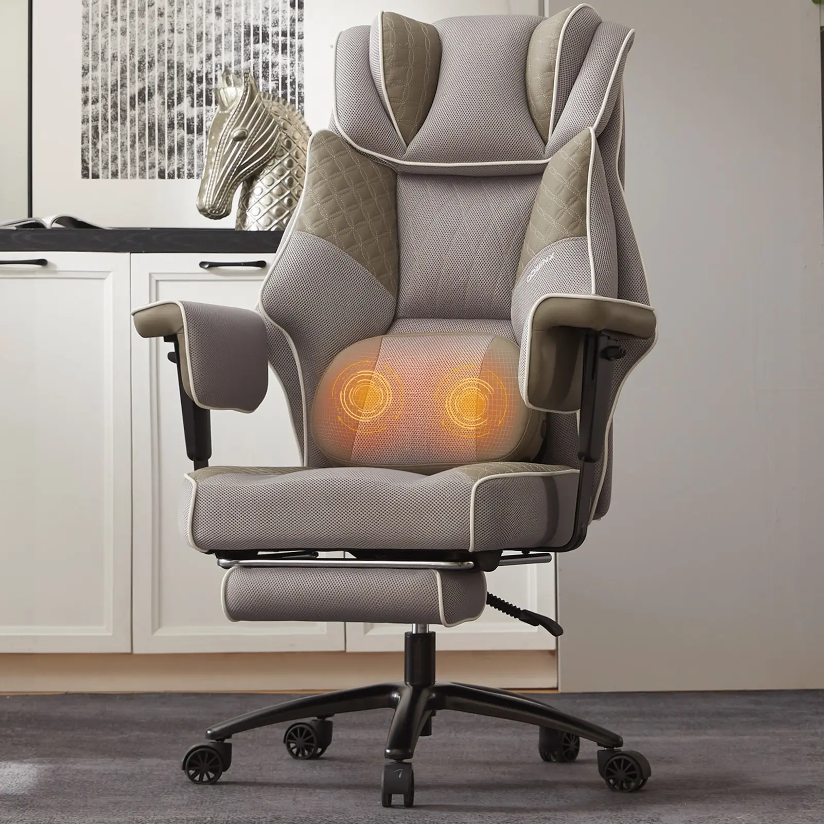Big and Tall Office Chair with Massage Lumbar Support