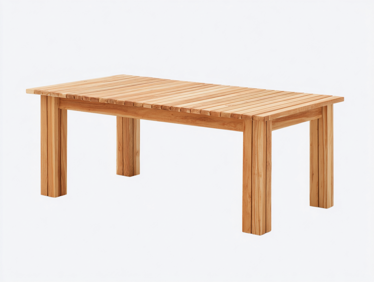 Gartentisch Massivholz 180x90x75 cm braun - modernes Latten Design-Vosaycorner