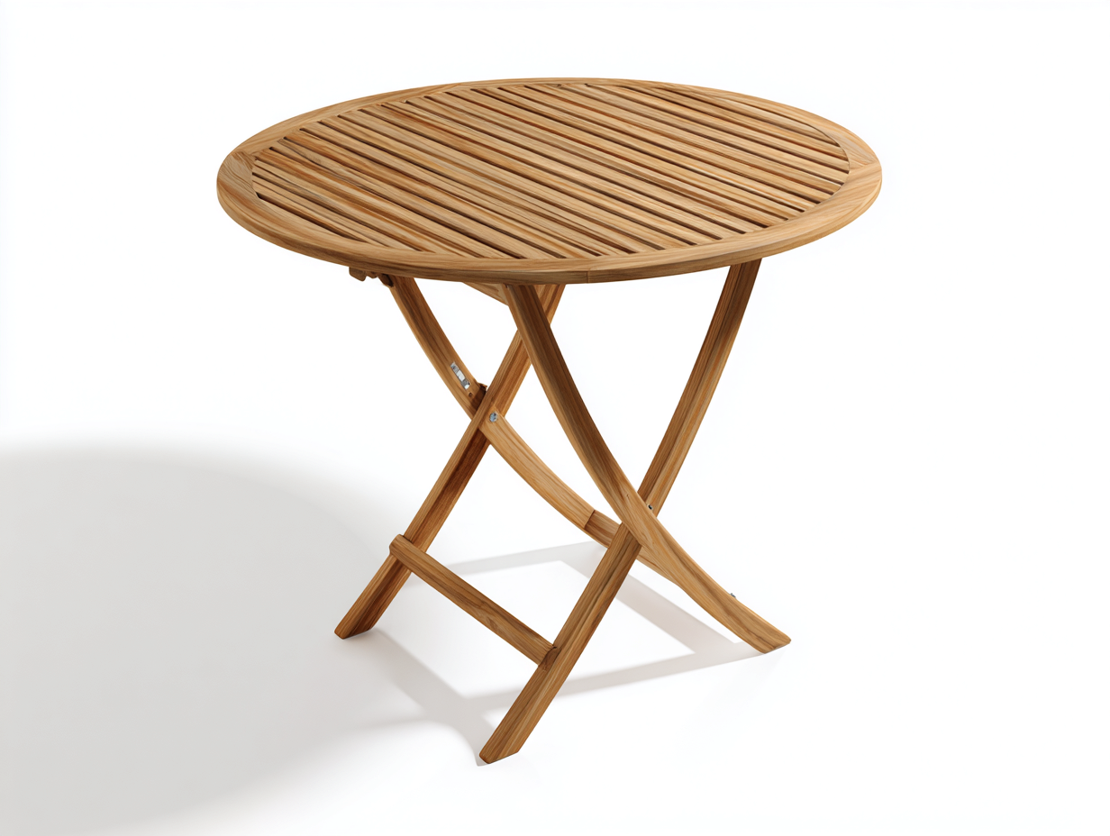 Gartentisch Massivholz 90x90x75 cm braun - klappbares Rund Design-Vosaycorner
