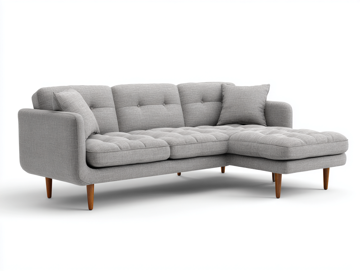 Ecksofa Stoff 248x155x84 cm - hellgrau - mit Ottomane-Vosaycorner