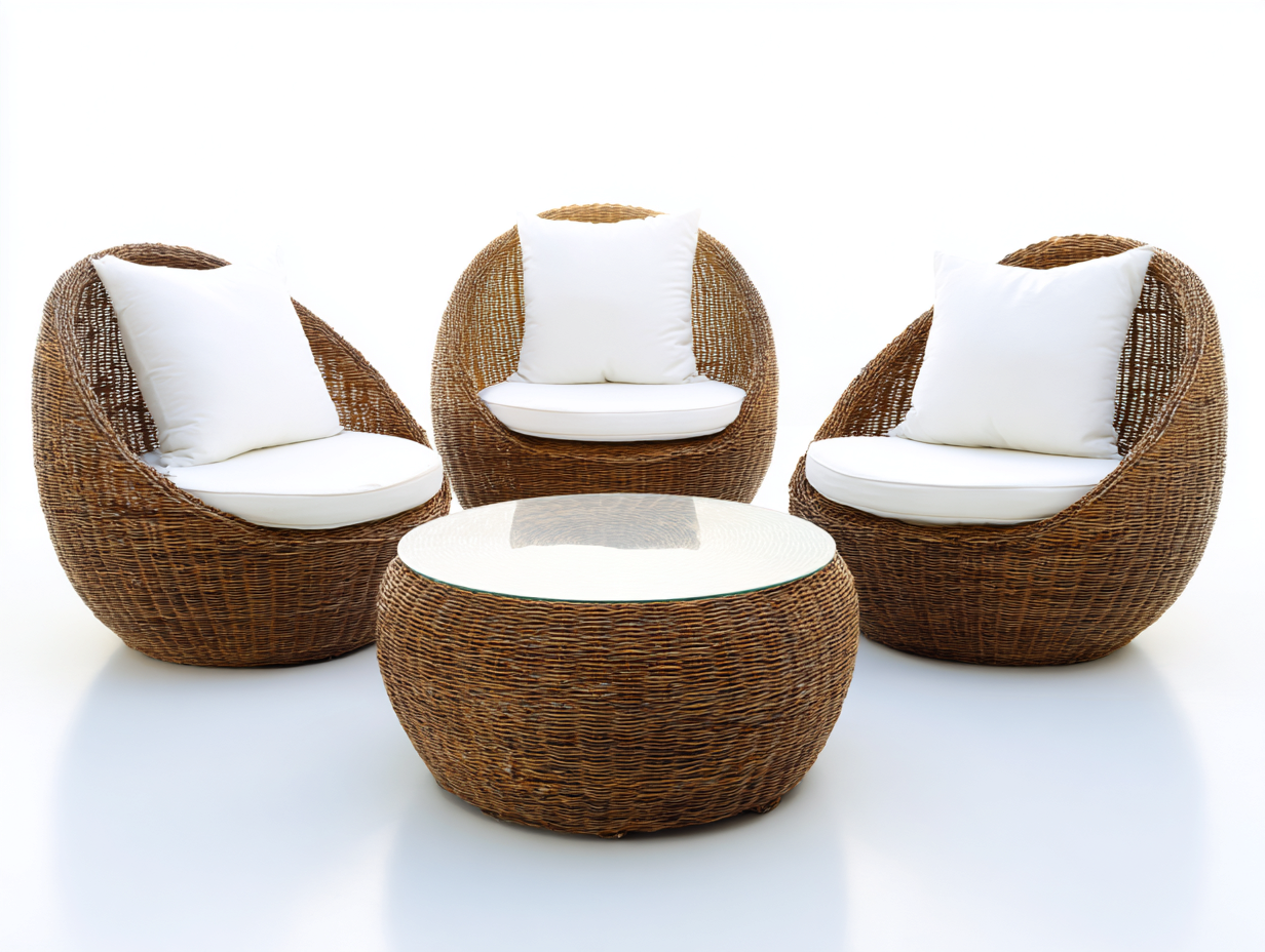 Gartensofa Set Polyrattan 210x180x82 cm - Natur-Weiß - Für Garten - Modernes Design-Vosaycorner