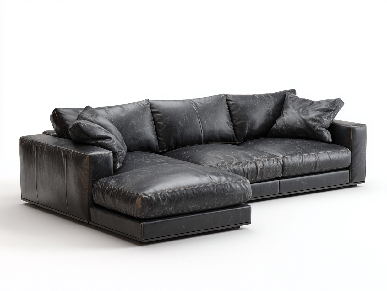 Ecksofa Lederoptik 285x175x78 cm - Schwarz - moderne Wohnlandschaft-Vosaycorner