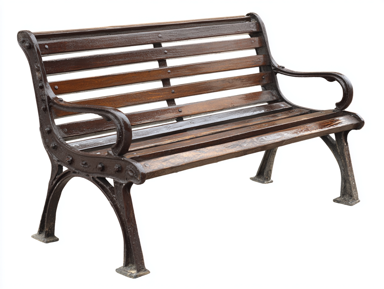 Gartenbank Holz-Metall 138x64x84 cm - Dunkelbraun-Schwarz - klassisches Gartendesign-Vosaycorner