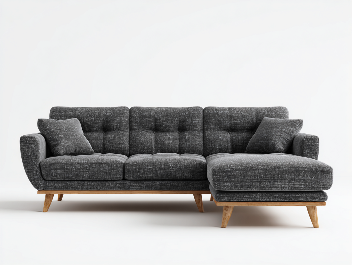 Ecksofa Stoffbezug 262x168x86 cm - Dunkelgrau - modernes Wohnzimmerdesign-Vosaycorner