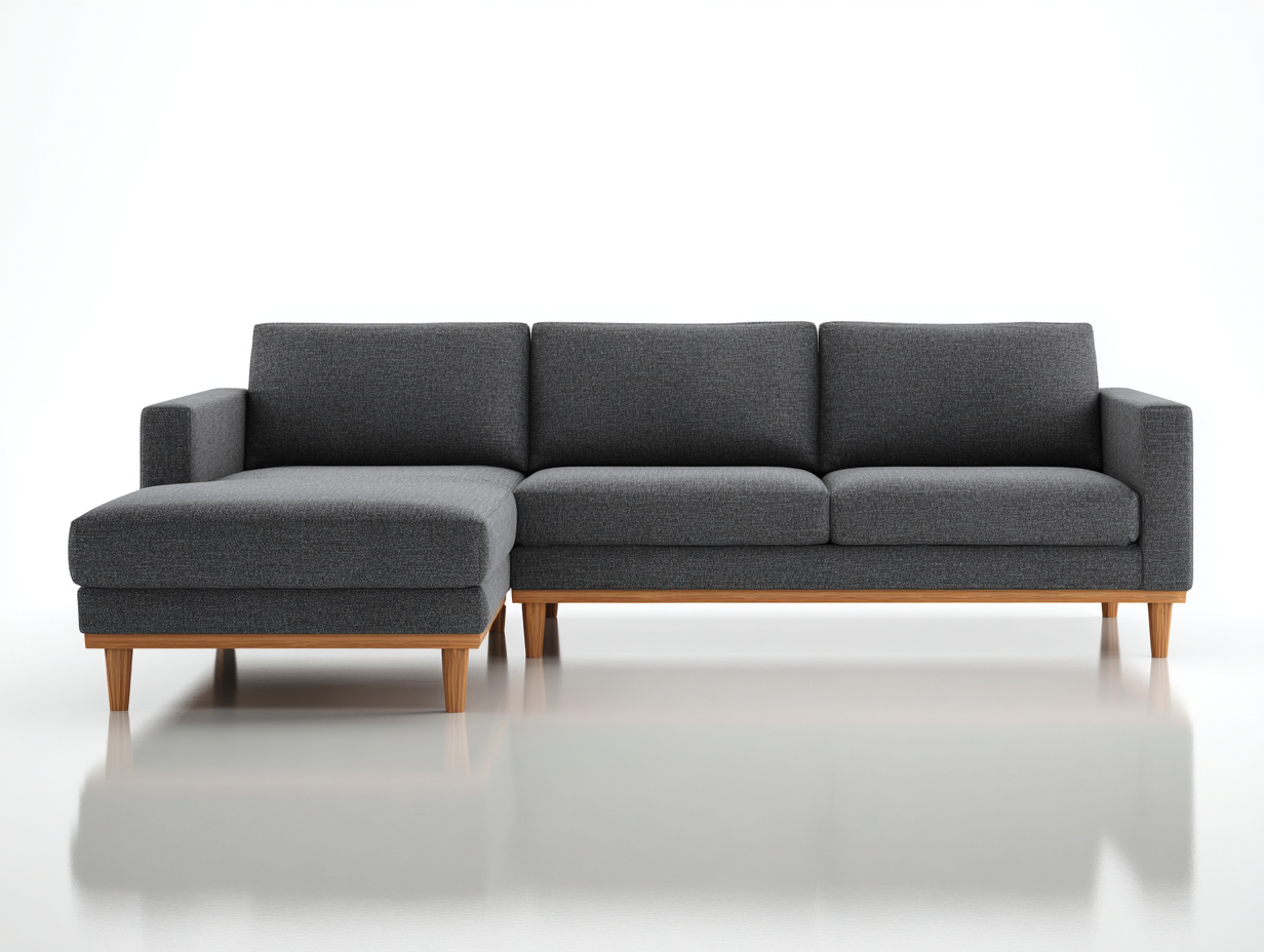 Ecksofa Stoff 260x160x82 cm - Grau - moderne Wohnlandschaft-Vosaycorner