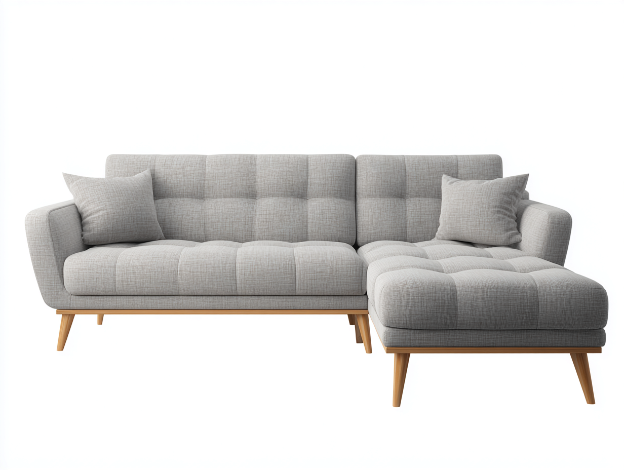 Ecksofa Stoffbezug 258x170x84 cm - Hellgrau - modernes Wohnzimmerdesign-Vosaycorner