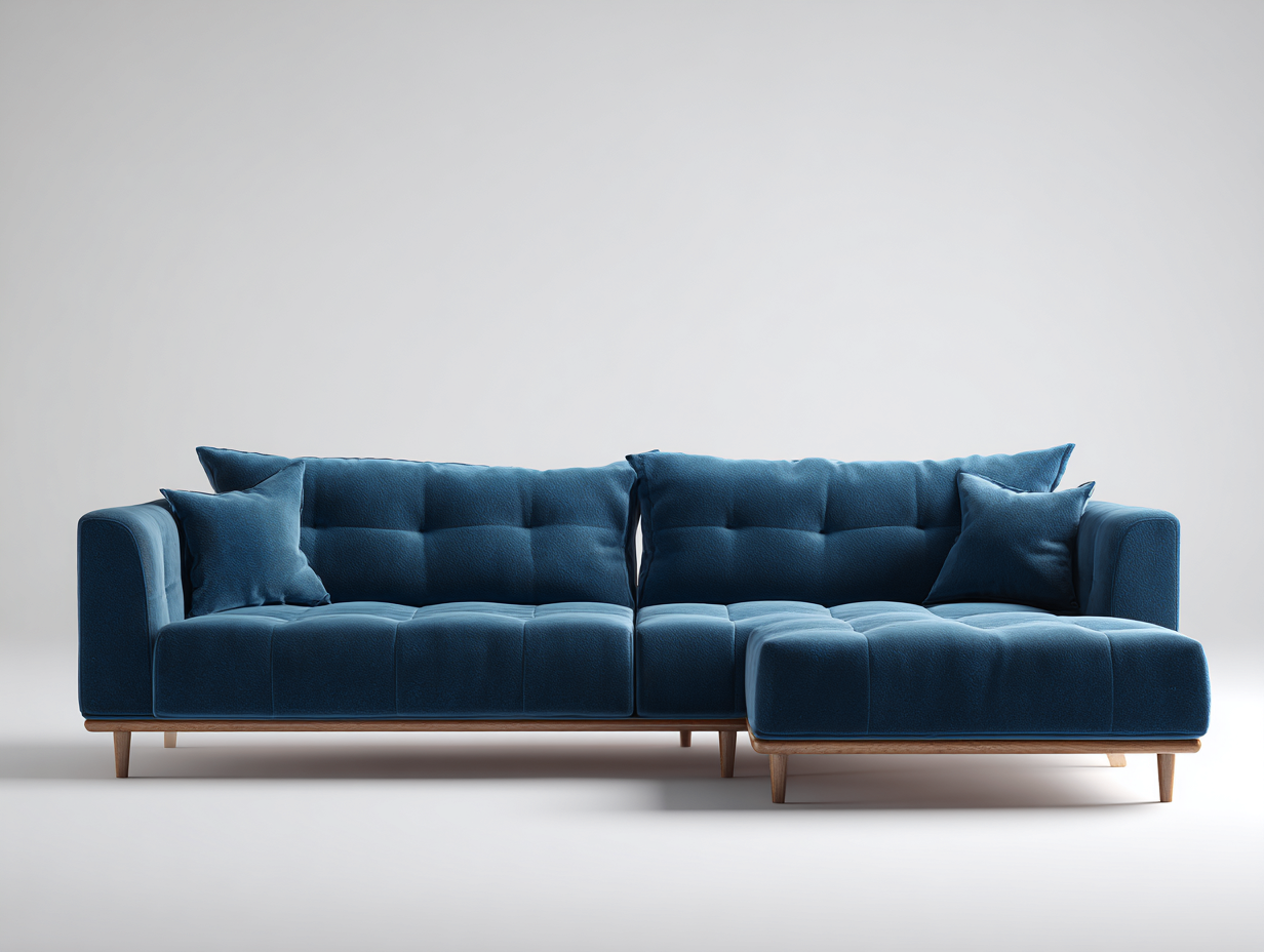 Ecksofa Stoff 285x175x82 cm blau - modernes Polster Design-Vosaycorner