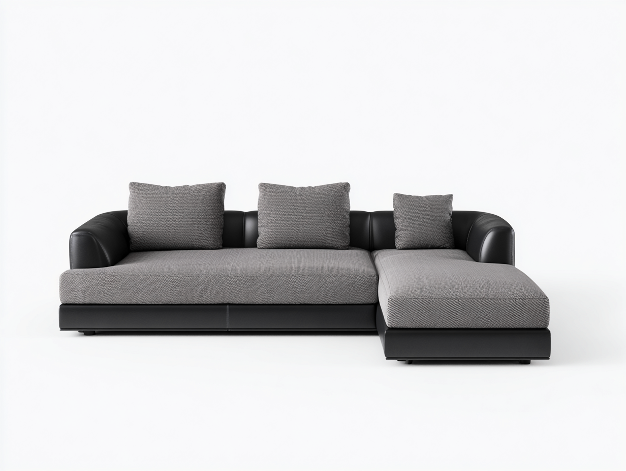 Ecksofa Stoff-Kunstleder 275x165x80 cm grau-schwarz - modernes Lounge Design-Vosaycorner