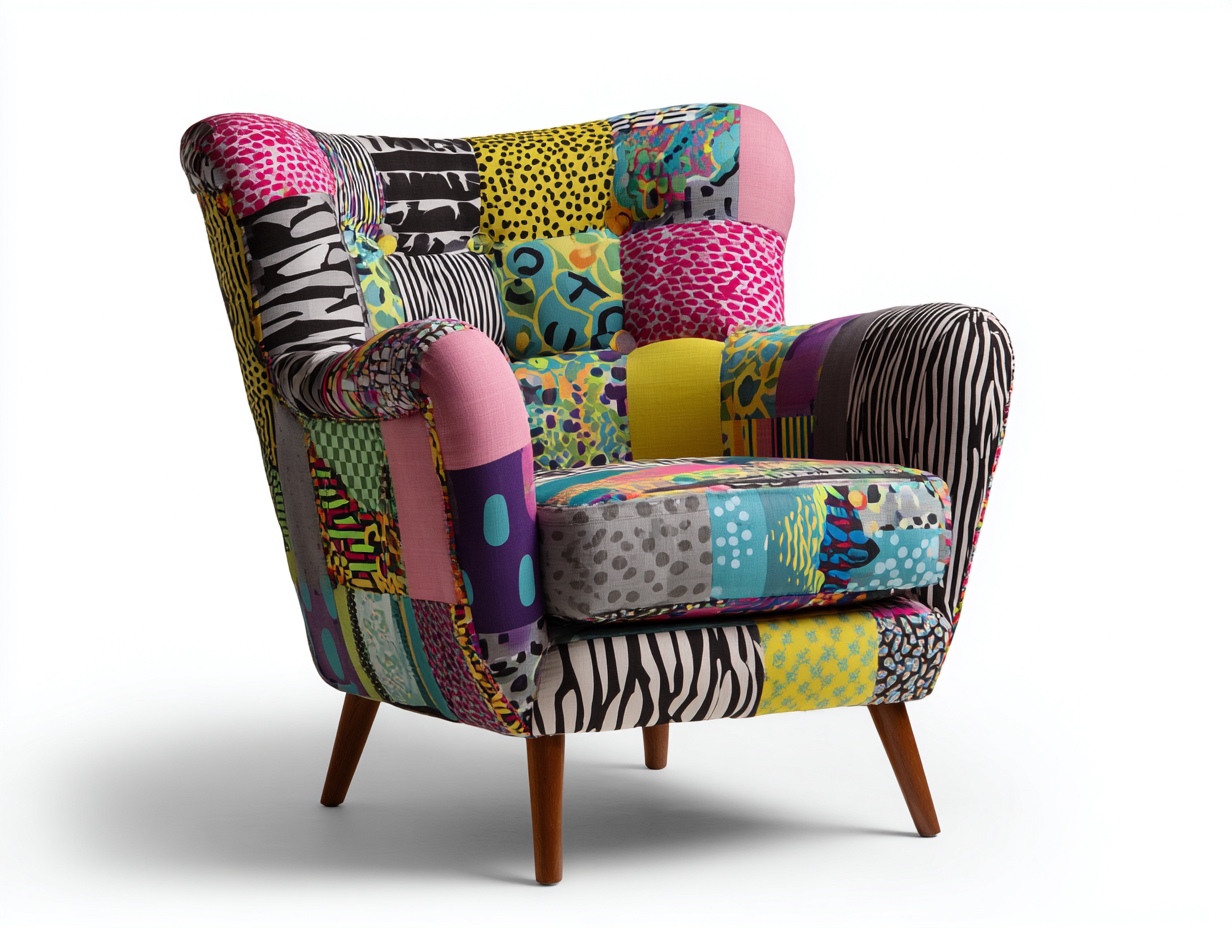 Sessel Stoff 88x82x104 cm - Bunt - Patchwork Design-Vosaycorner