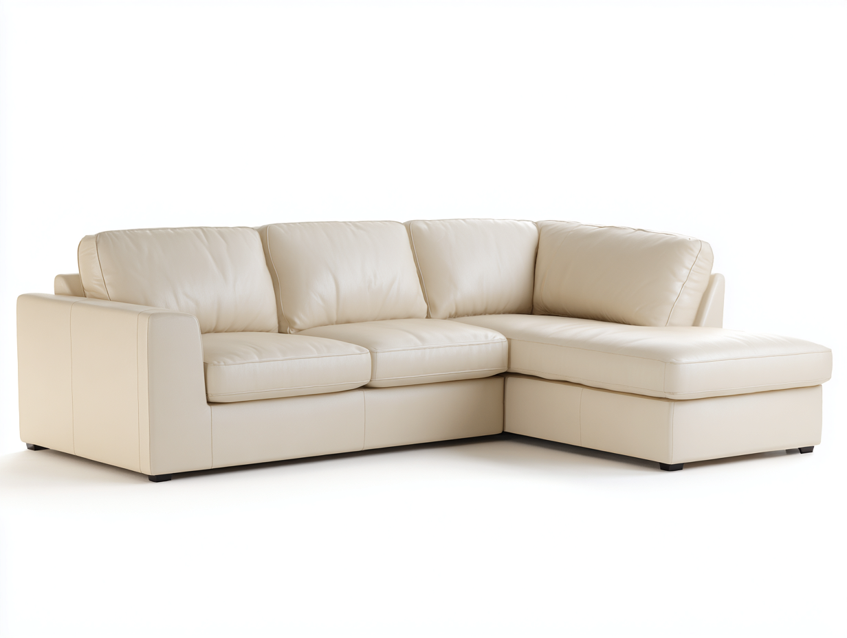 Ecksofa Kunstleder 275x185x86 cm - Creme - moderne Wohnlandschaft-Vosaycorner