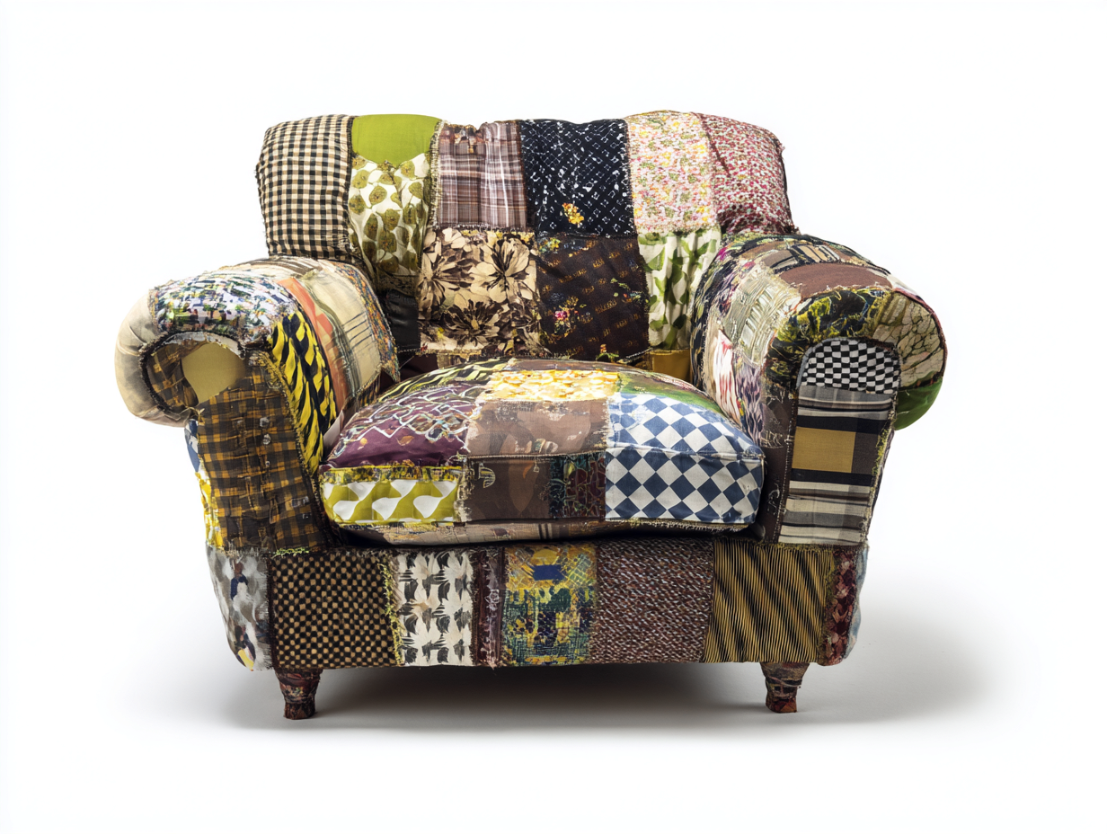 Sessel Patchwork Stoffbezug 118x96x92 cm - Mehrfarbig - kreatives Wohnzimmerdesign-Vosaycorner
