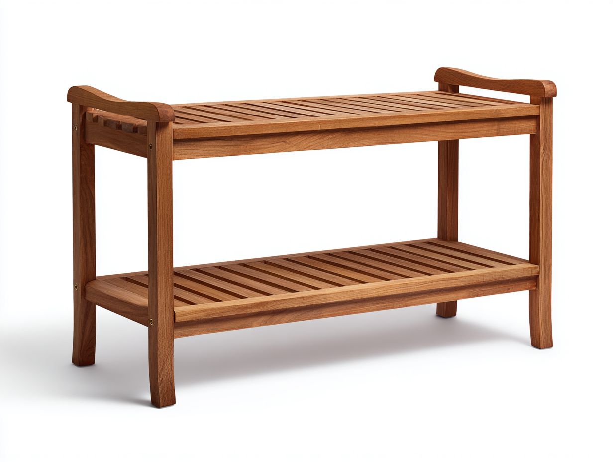 Gartenbank Massivholz 120x45x80 cm braun - klassisches Ablage Design-Vosaycorner