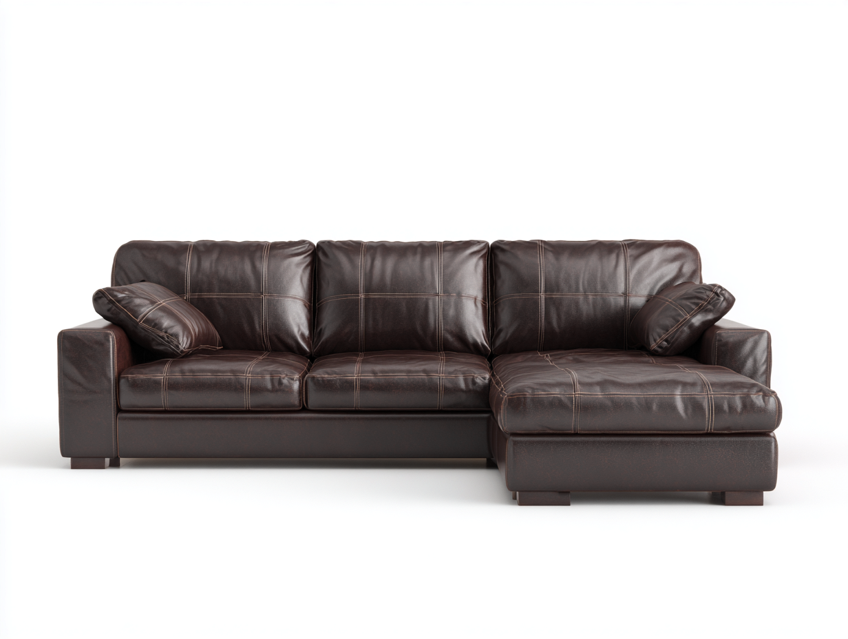 Ecksofa Kunstleder 260x160x86 cm - dunkelbraun - mit Ottomane-Vosaycorner