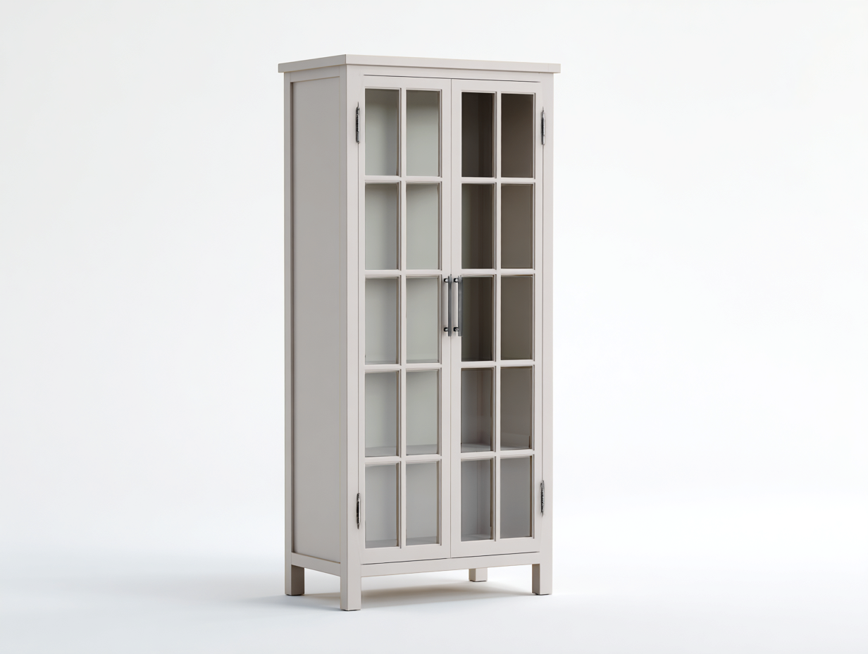 Vitrinen Holz-Glas 90x40x185 cm weiß - klassisches Glas Design-Ziradecor