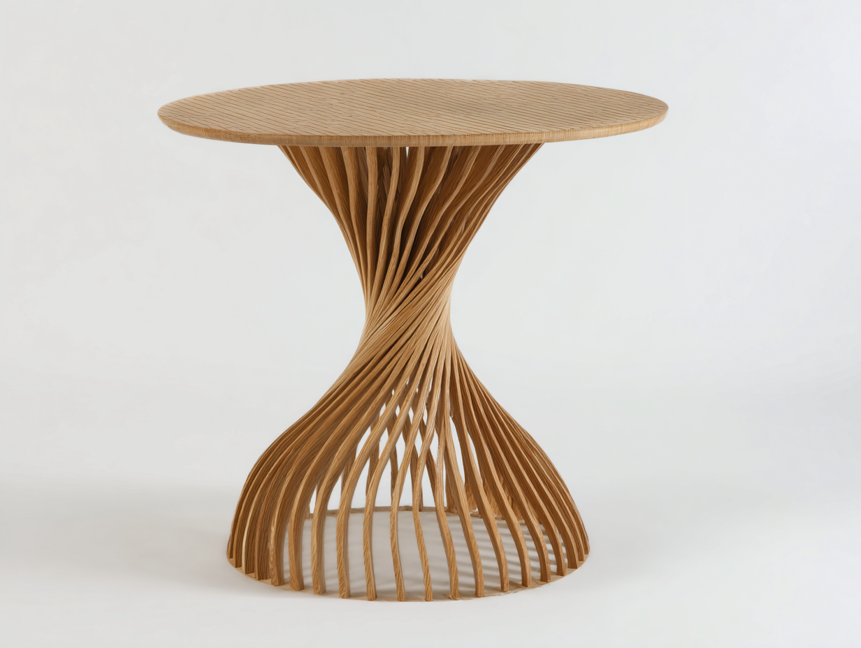 Gartentisch 110x110x76 cm aus Holz - Braun - skulpturaler Naturstil für Garten und Terrasse-Ziradecor
