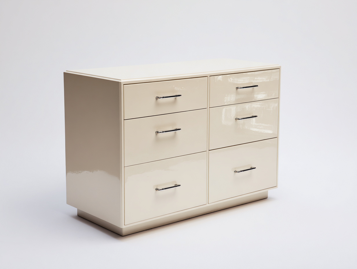 Kommode mit Schubladen Hochglanz 120x45x82 cm - creme - 6 Schubladen-Ziradecor