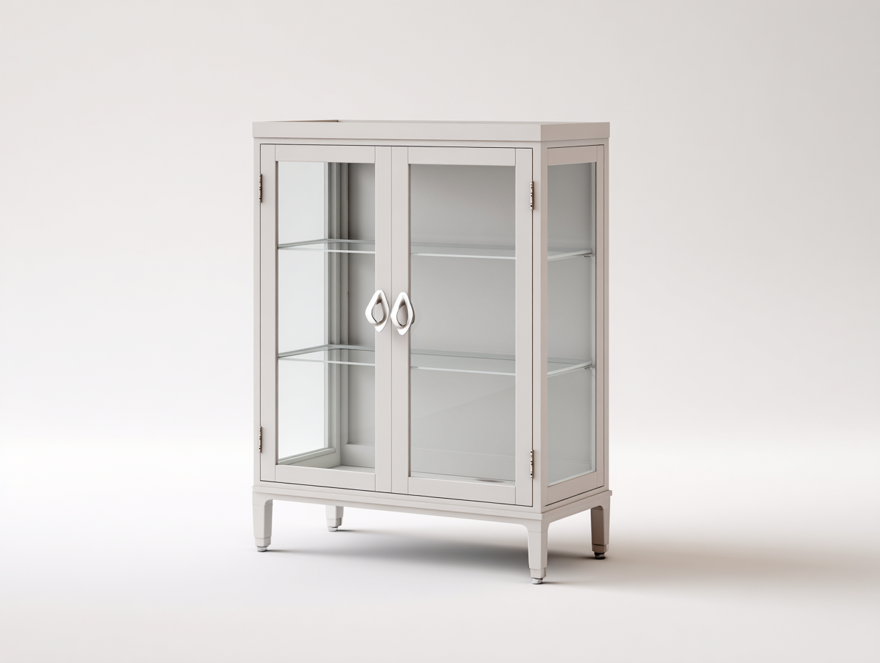 Vitrinen Holz-Glas 82x40x118 cm - Weiß - modernes Design-Ziradecor