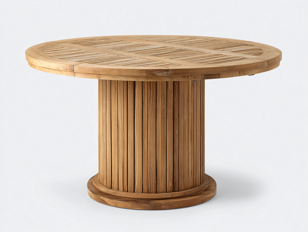 Gartentisch 120x120x76 cm aus Holz - Braun - runder Naturstil für Garten und Terrasse-Ziradecor