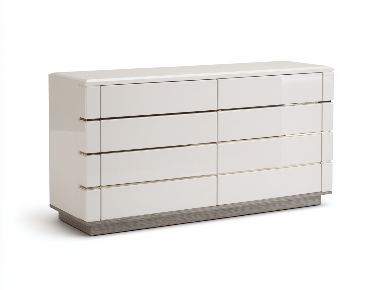 Kommode mit Schubladen Holzwerkstoff 160x45x85 cm weiß-grau - modernes Hochglanz Design-Ziradecor