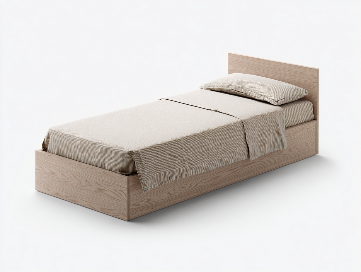 Einzelbett 205x95x70 cm - Holzoptik Natur - minimalistisches Design-Ziradecor
