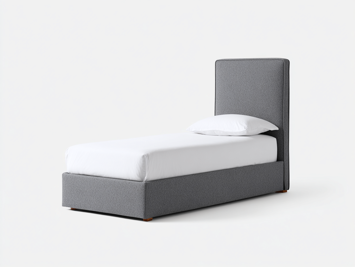 Einzelbett Stoff 200x90x110 cm - grau - gepolstertes Kopfteil-Ziradecor