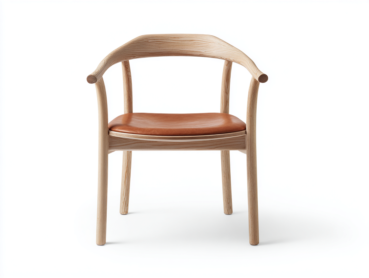 Esszimmerstühle Holz und Leder 56x58x78 cm - Naturholz-Cognacbraun - Für Esszimmer - Modernes Design-Ziradecor