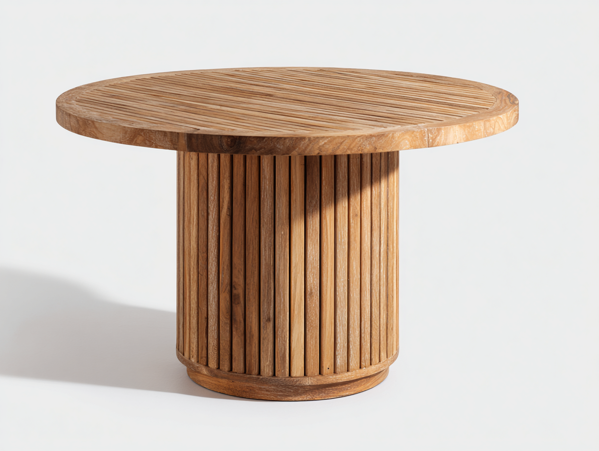 Gartentisch 120x120x76 cm aus Holz - Braun - runder Naturstil für Garten und Terrasse-Ziradecor