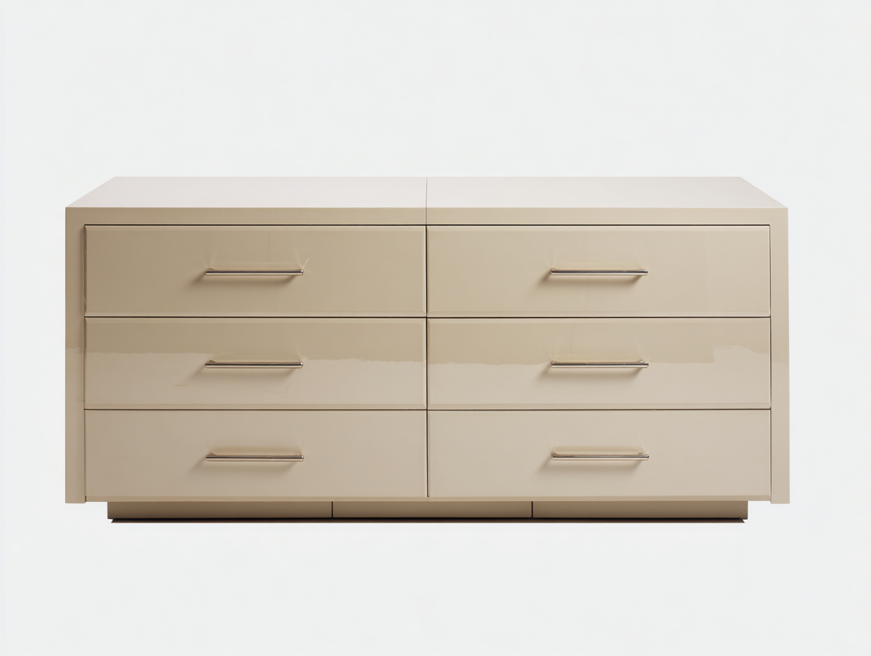 Kommode mit Schubladen 160x45x78 cm aus Holzwerkstoff - Beige - modernes Hochglanzdesign-Ziradecor