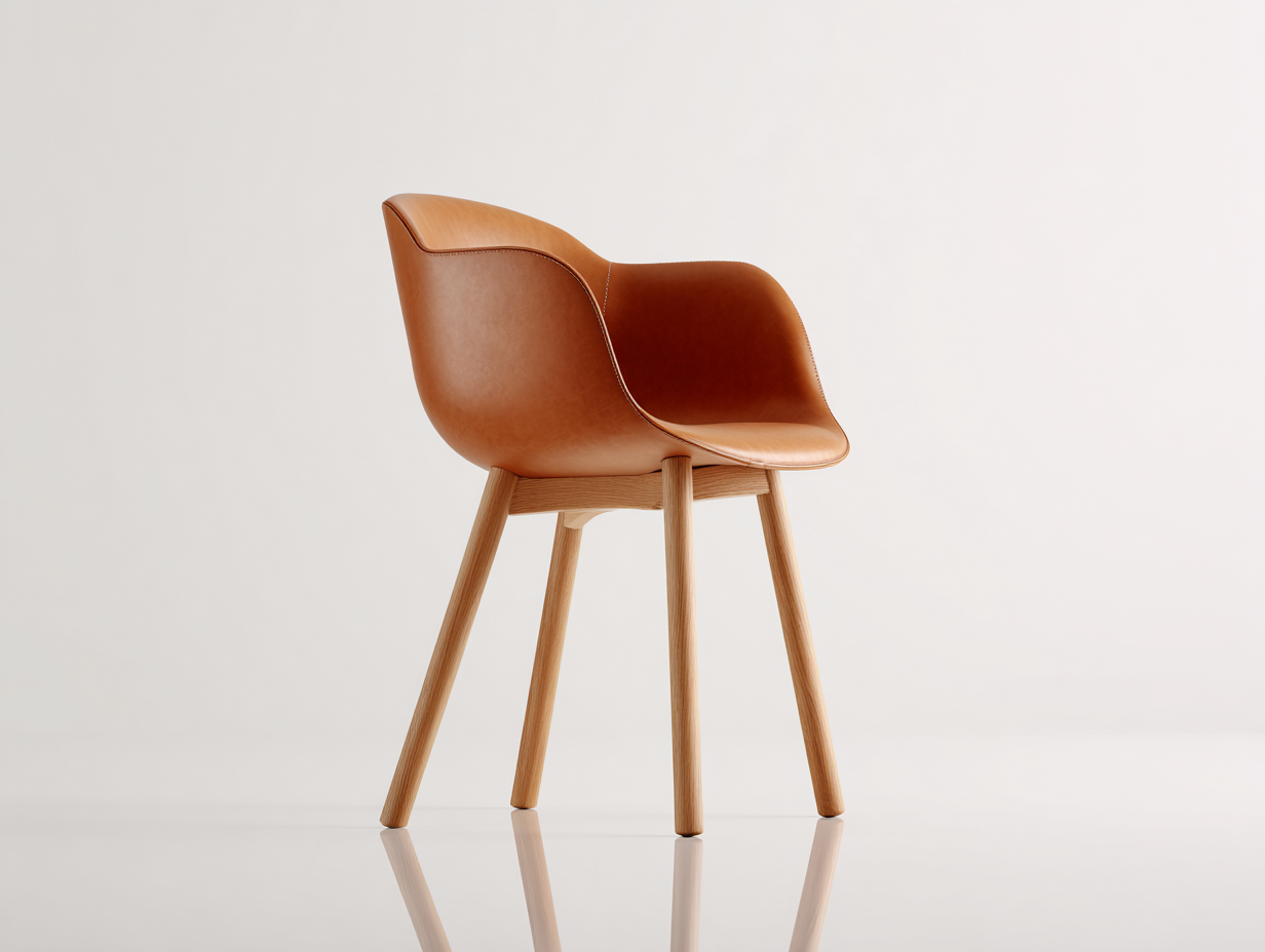 Esszimmerstühle Kunstleder-Holz 58x56x82 cm - Cognac-Naturholz - modernes Design-Ziradecor