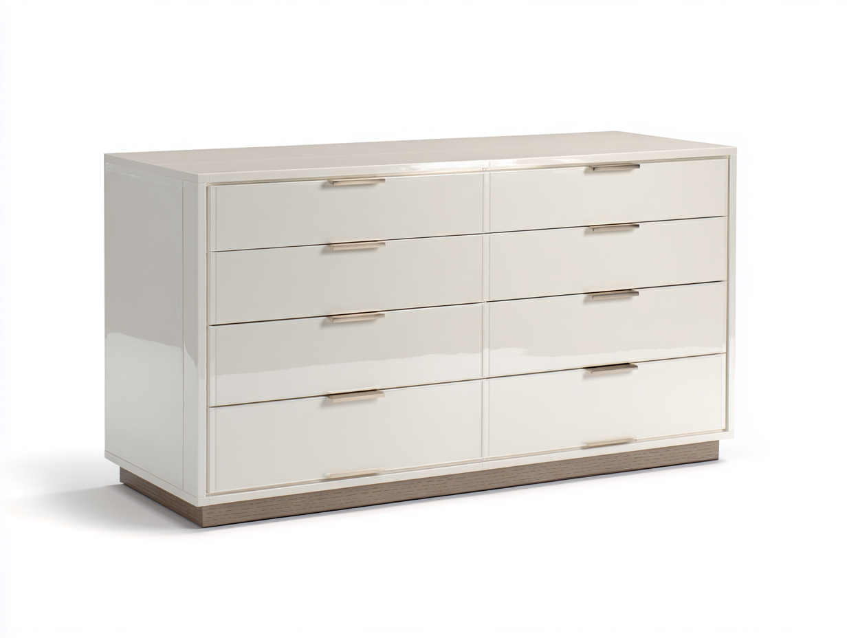 Kommode mit Schubladen Holzwerkstoff 160x45x85 cm - Cremeweiß-Naturholz - Für Schlafzimmer - Modernes Design-Ziradecor