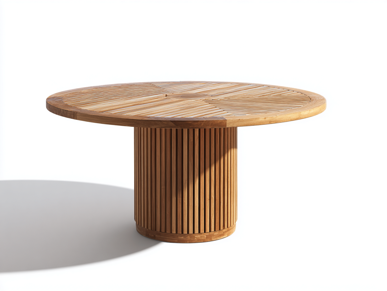 Gartentisch 130x130x75 cm - Holz in Naturbraun - rund - moderner Naturstil-Ziradecor