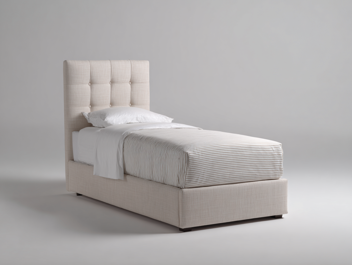 Einzelbett Stoff 200x100x115 cm beige - klassisches Polster Design-Ziradecor