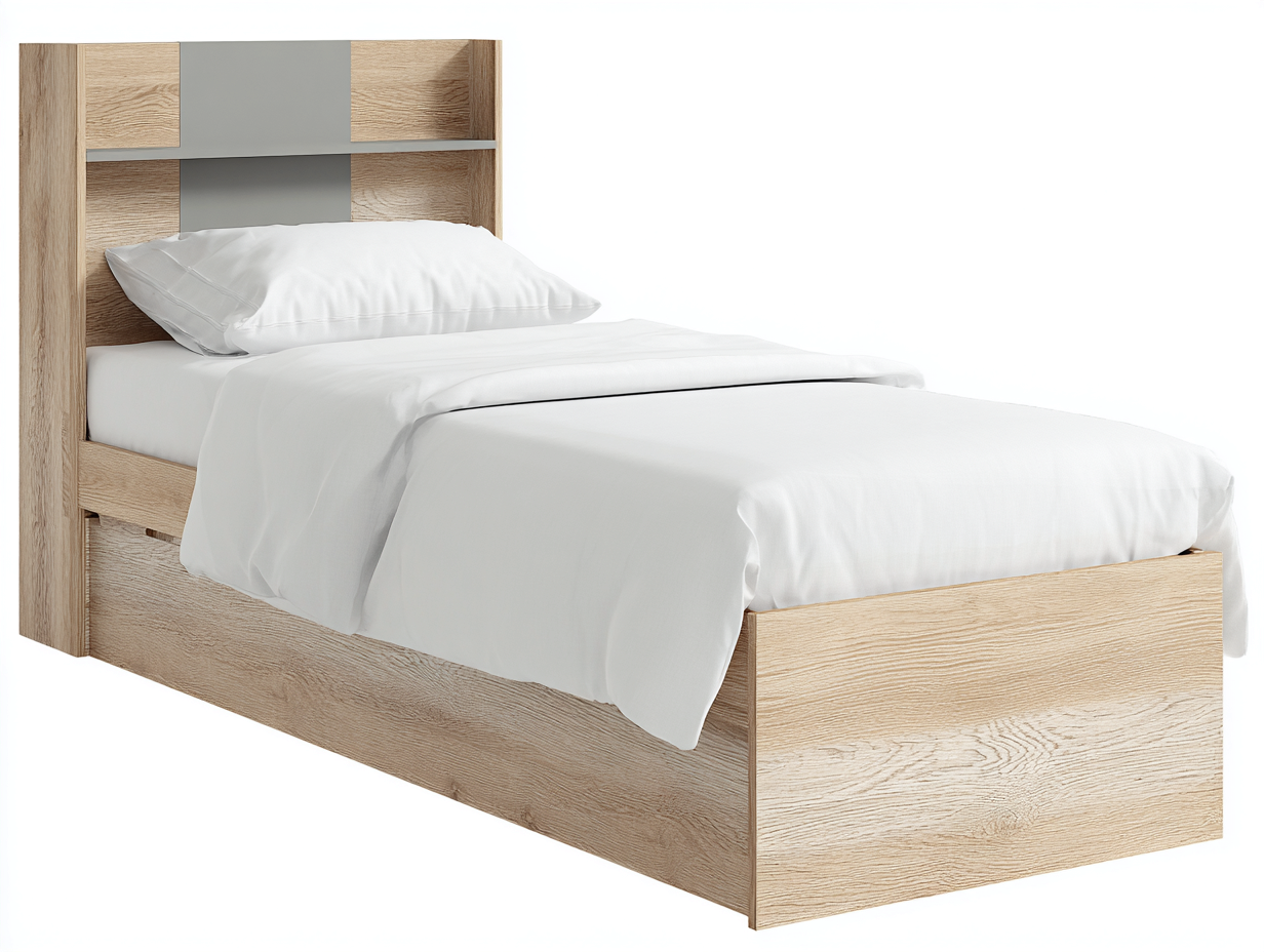 Einzelbett Holz 200x100x120 cm natur - funktionales Bett mit Stauraum-Ziradecor