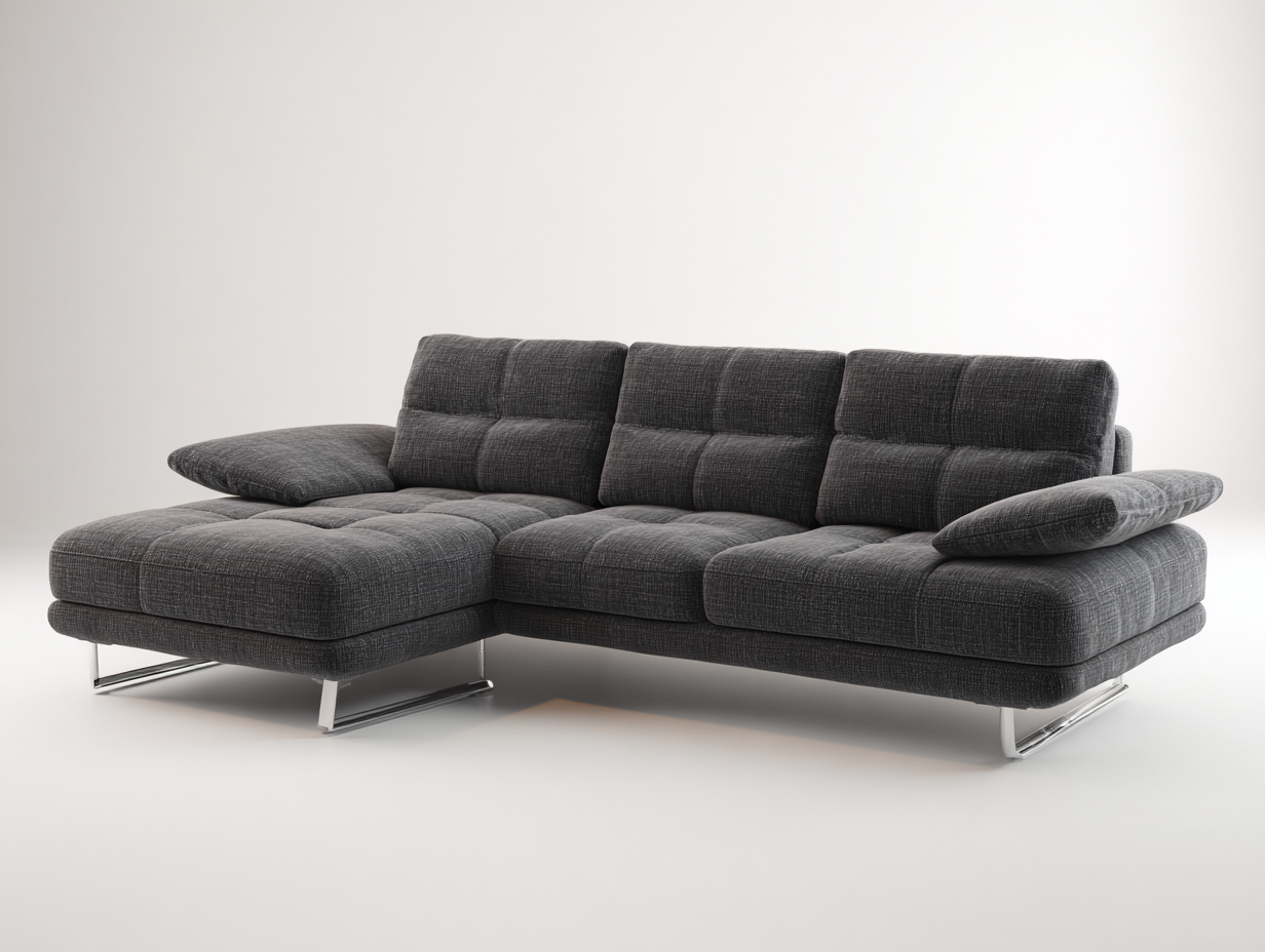 Canapé d'angle - Tissu-Métal - 274x176x86 cm - Gris foncé - Moderne-Kamonrihome