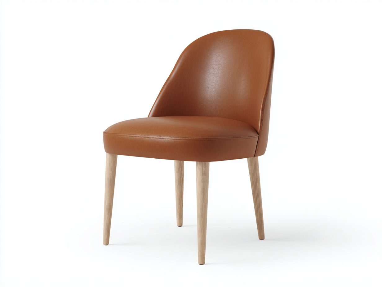 Chaise de salle à manger-Aspect cuir-Bois-52x58x83 cm-Cognac-Style moderne-Kamonrihome
