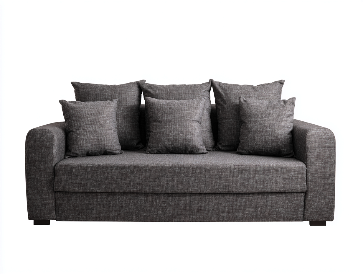 Canapé 3 places - Tissu-Bois - 208x89x77 cm - Gris foncé - Moderne-Kamonrihome