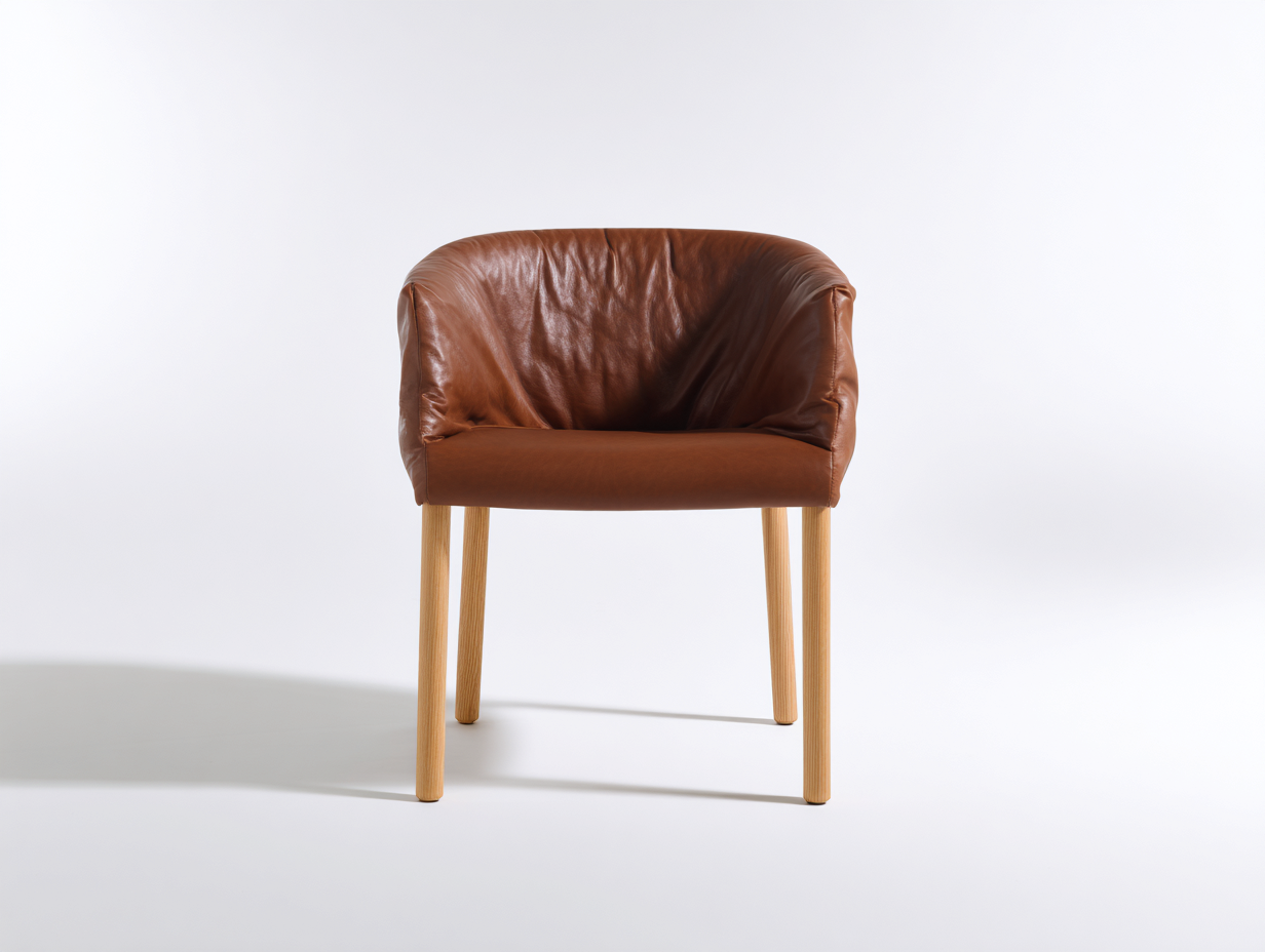 Chaise de salle à manger-Aspect cuir-Bois-60x58x79 cm-Marron-Style vintage-Kamonrihome