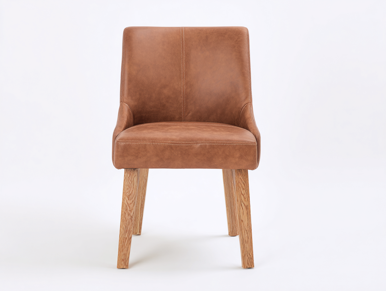 Chaise de salle à manger-Aspect cuir-Bois-52x57x84 cm-Camel-Style moderne-Kamonrihome