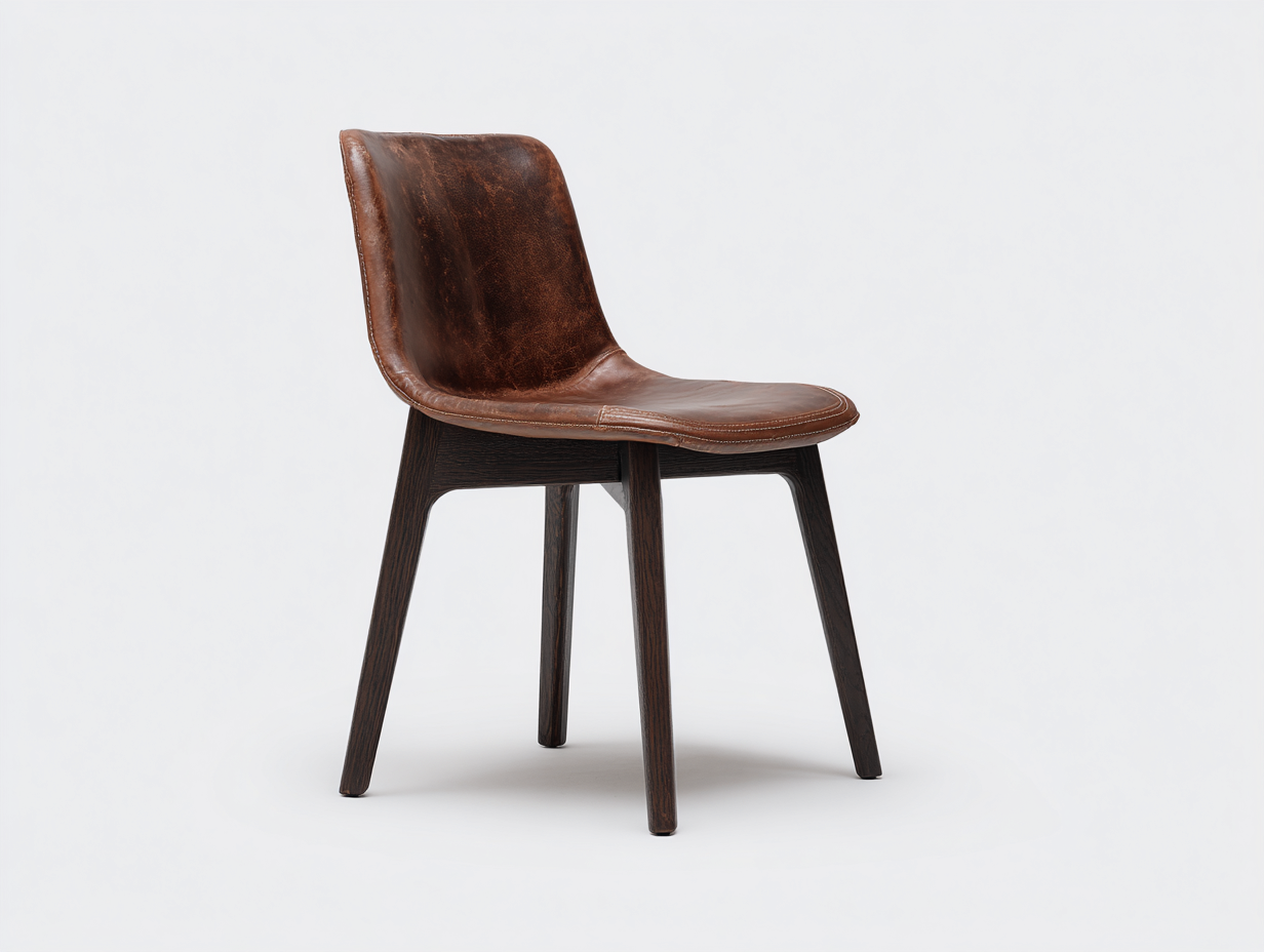 Chaise de salle à manger-Aspect cuir-Bois-50x56x82 cm-Marron foncé-Style industriel-Kamonrihome