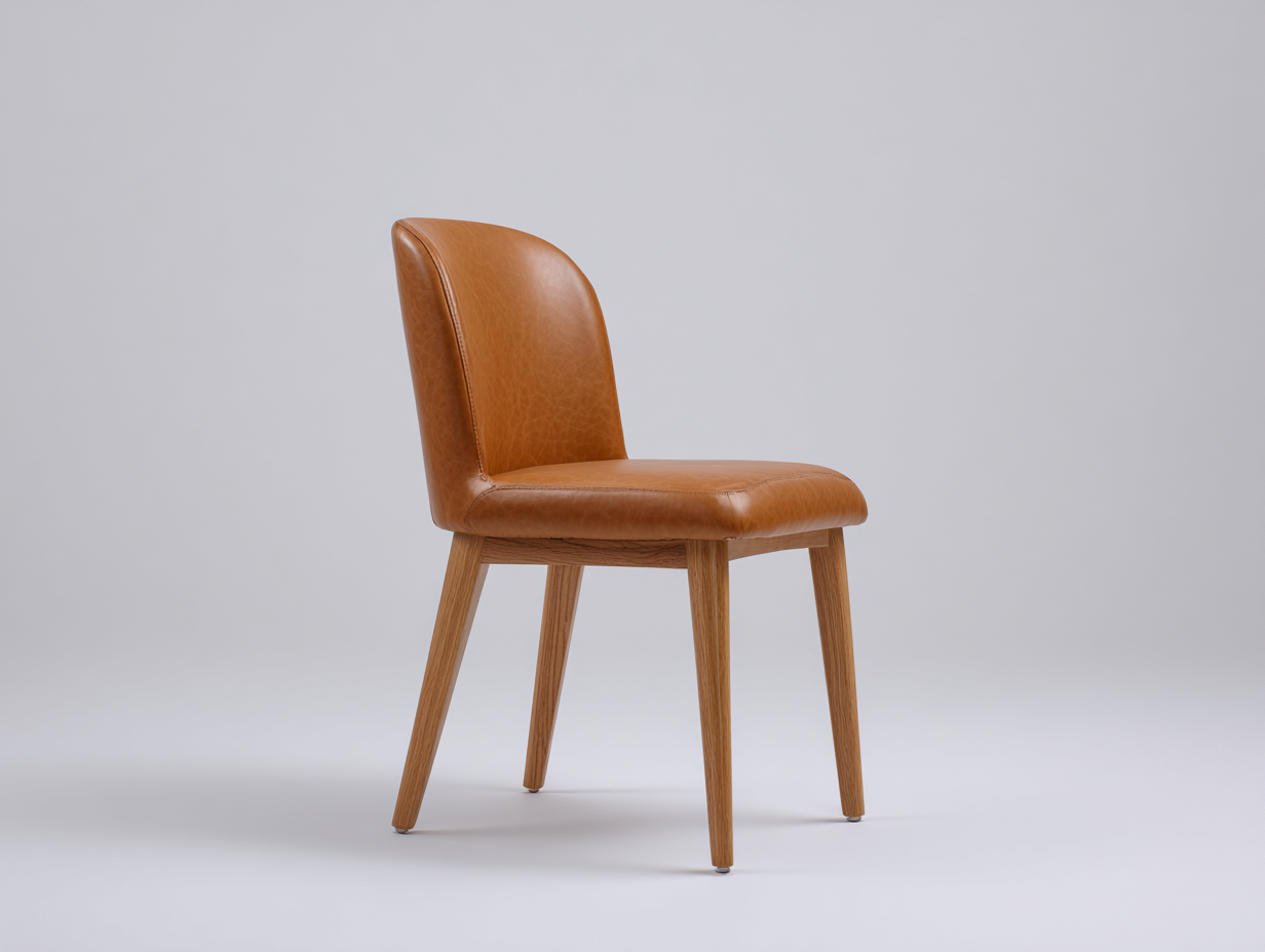 Chaise de salle à manger-Aspect cuir-Bois-47x55x84 cm-Camel-Style moderne-Kamonrihome