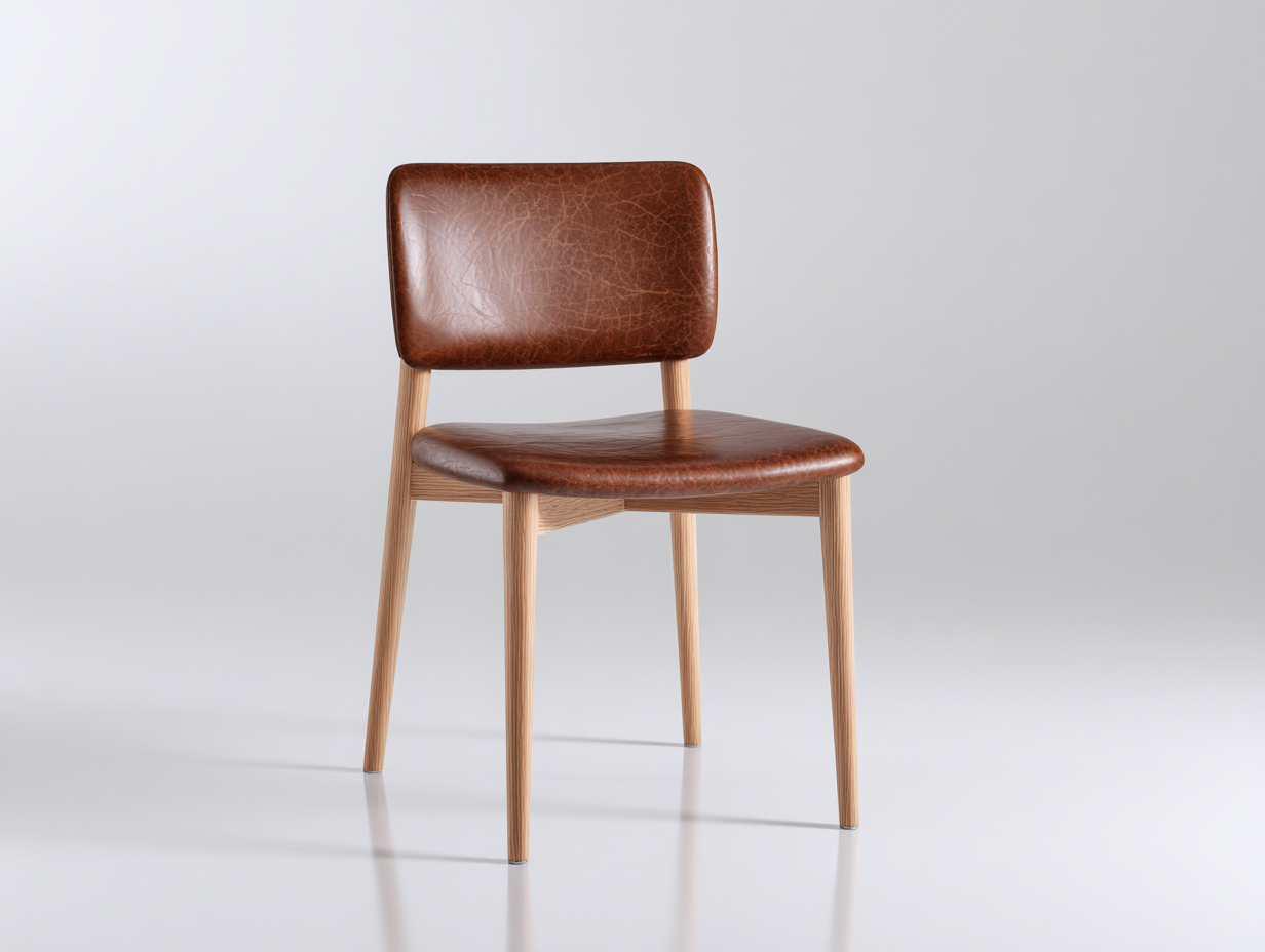 Chaise de salle à manger-Aspect cuir-Bois-48x54x80 cm-Marron-Style moderne-Kamonrihome