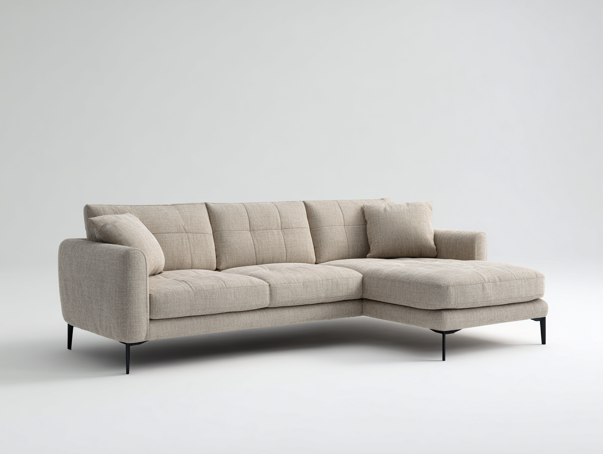 Canapé d'angle - tissu - 256 x 160 x 82 cm - beige - style moderne-Kamonrihome