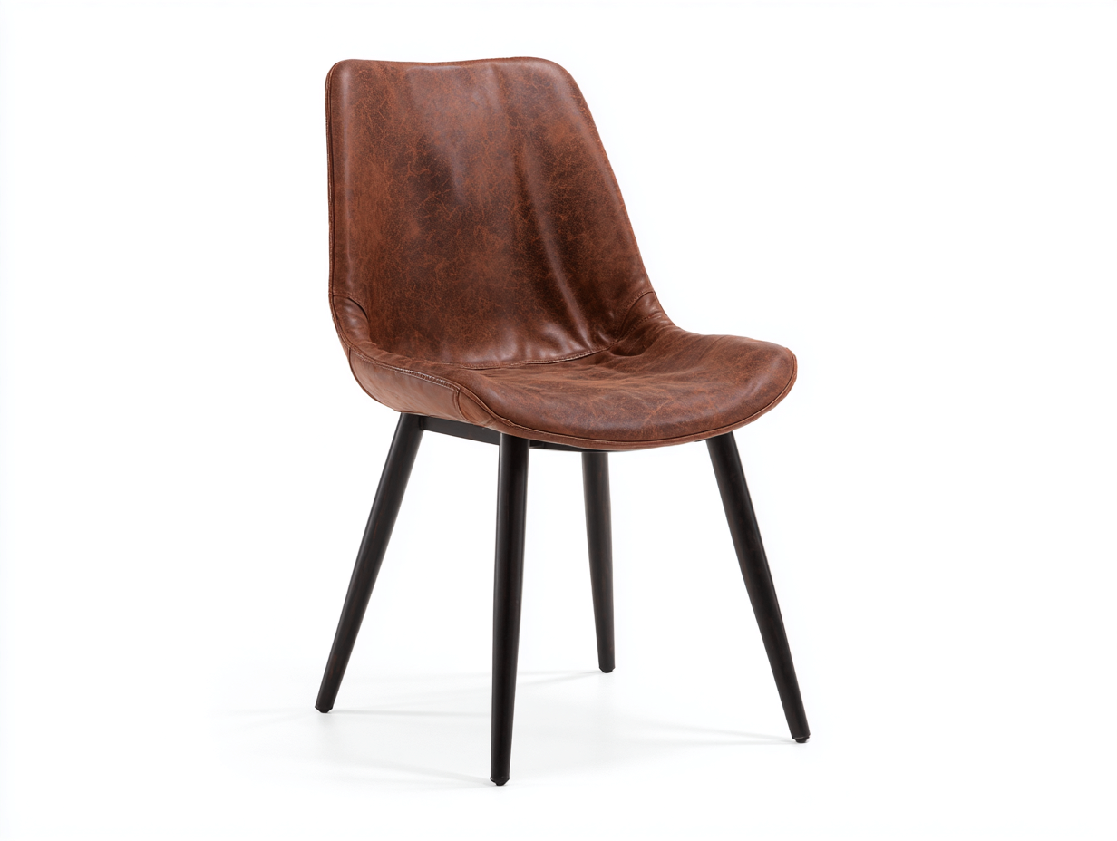Chaise de salle à manger-Aspect cuir-Métal-51x57x86 cm-Marron-Style industriel-Kamonrihome