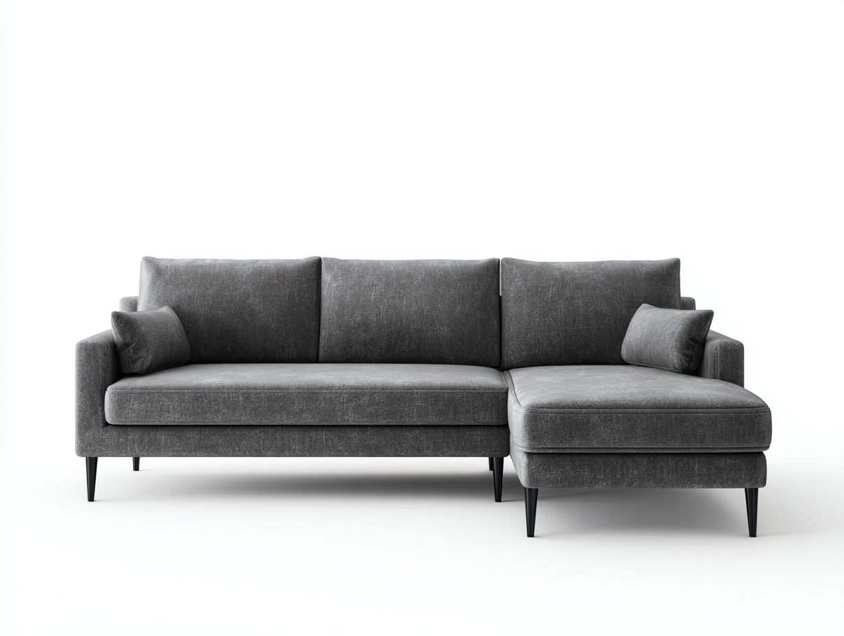 Canapé d'angle - tissu - 248 x 156 x 84 cm - gris foncé - style moderne-Kamonrihome