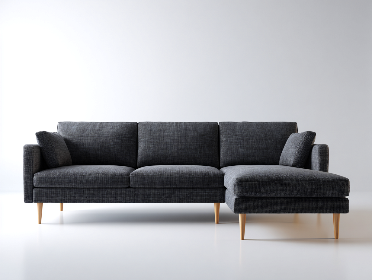 Canapé d'angle - Tissu-Bois - 268x162x84 cm - Gris anthracite - Scandinave-Kamonrihome