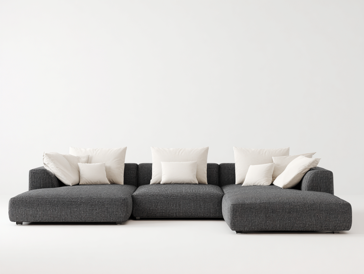 Canapé d'angle - tissu - 278 x 168 x 80 cm - gris foncé - style moderne-Kamonrihome