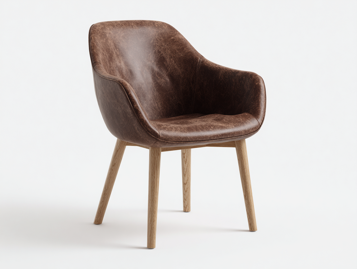 Chaise de salle à manger-Aspect cuir-Bois-60x59x83 cm-Marron foncé-Style moderne-Kamonrihome