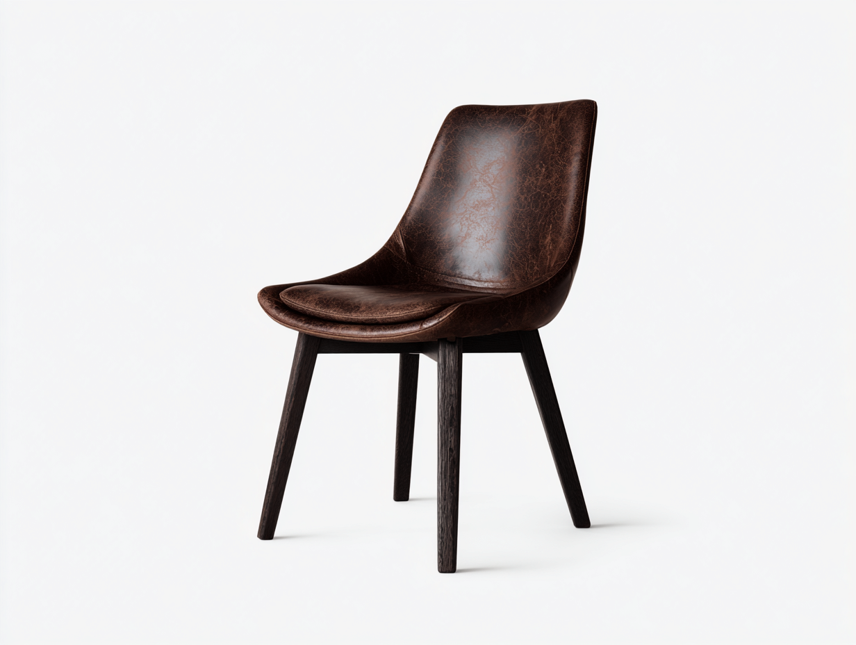Chaise de salle à manger-Aspect cuir-Bois-50x57x83 cm-Marron foncé-Style moderne-Kamonrihome