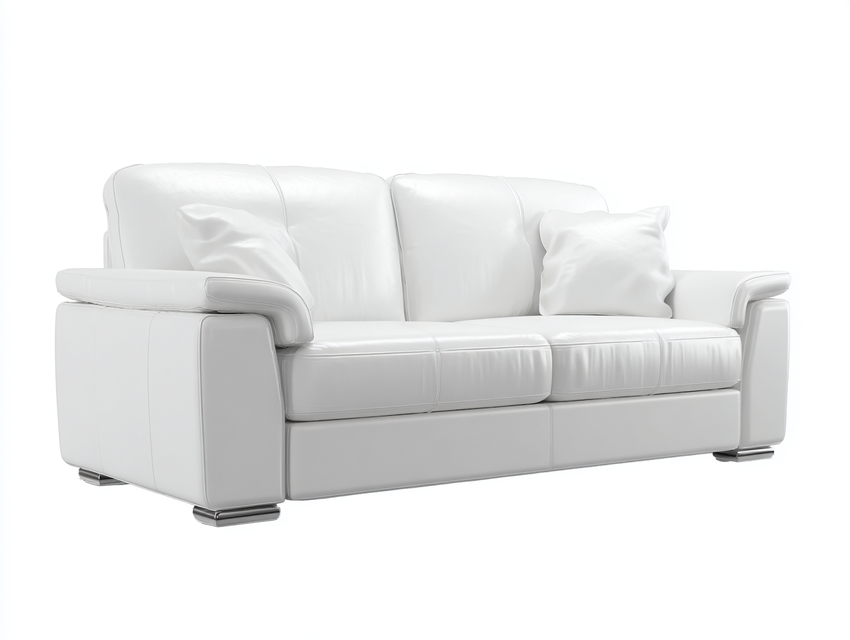 Canapé 3 places - Similicuir-Métal - 218x92x82 cm - Blanc - Contemporain-Kamonrihome