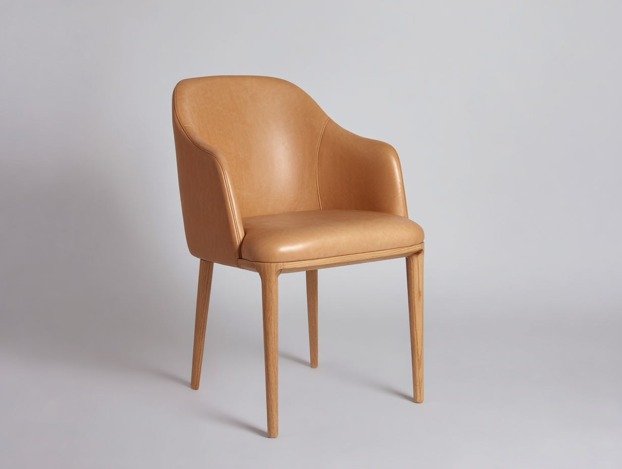 Chaise de salle à manger-Aspect cuir-Bois-59x58x83 cm-Camel-Style moderne-Kamonrihome